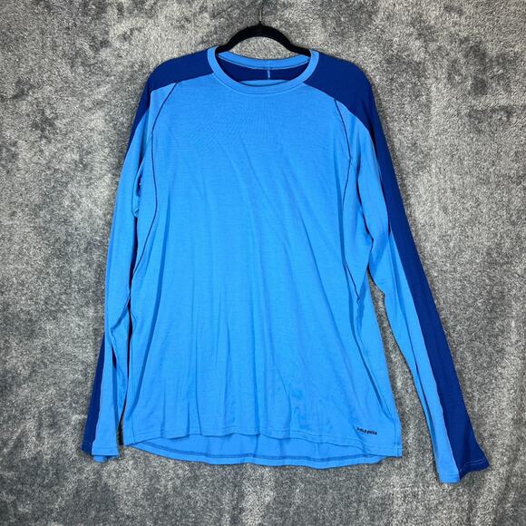 Patagonia Wool Base Layer Shirt Mens 2XL Blue Merino Wool Blend Longsleeve - Picture 1 of 7